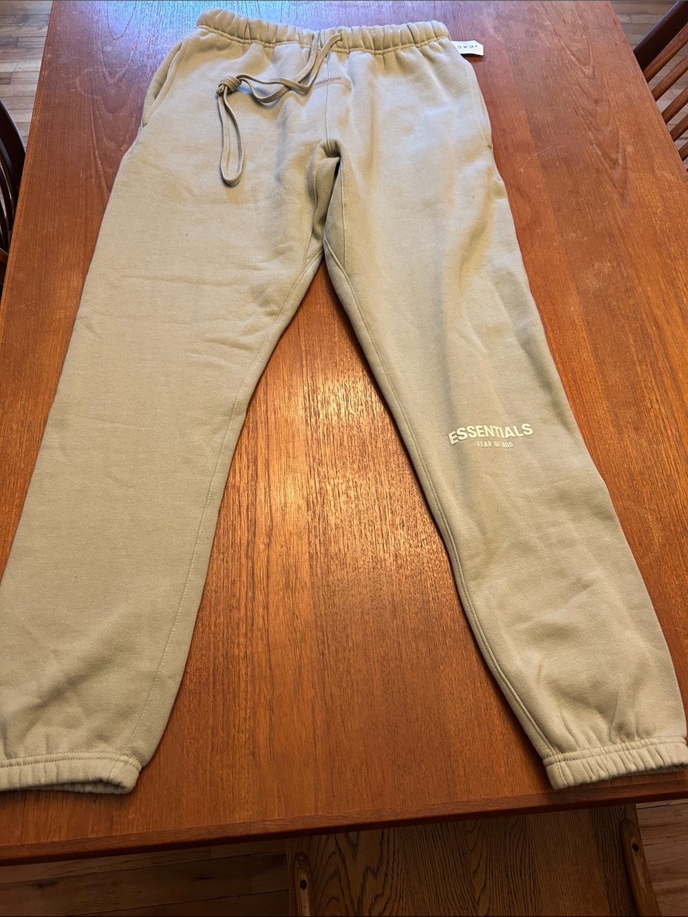 Essentials Sage Green Fleece Sweatpants with Logo